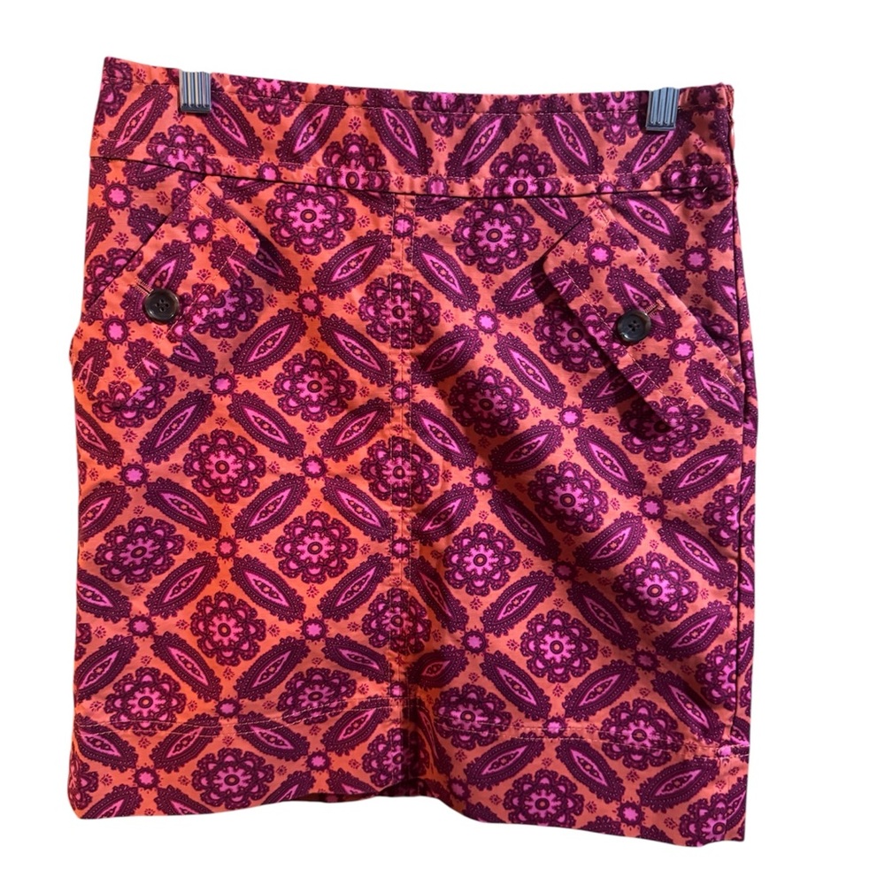 Ann Taylor Pink and Orange Patterned Pencil Skirt Size 00 - Picture 4 of 5